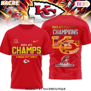 2024 AFC Champs Kansas City Chiefs 3D T-Shirt – Red