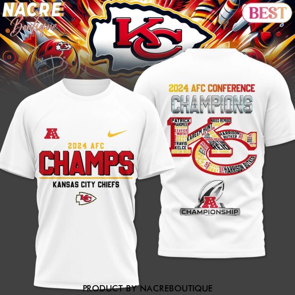 2024 AFC Champs Kansas City Chiefs 3D T-Shirt – White