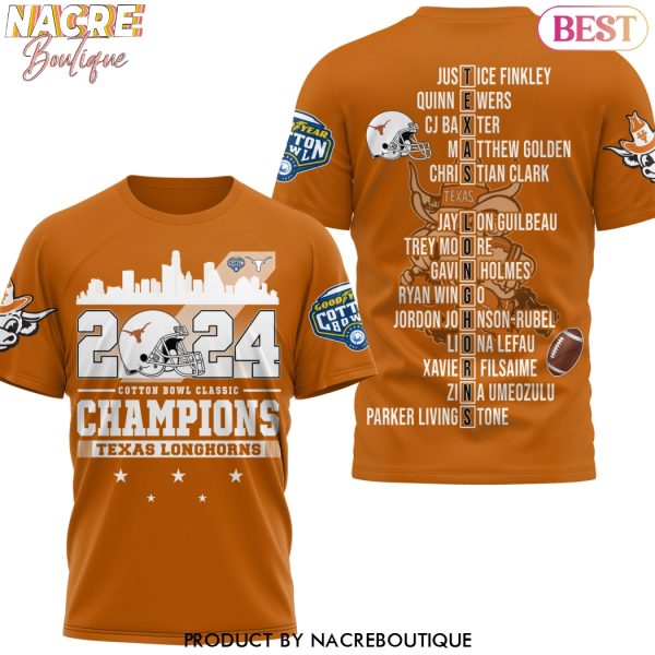 2024 Texas Longhorns Cotton Bowl Classic Champions 3D T-Shirt