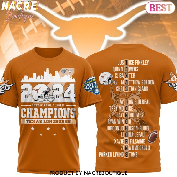 2024 Texas Longhorns Cotton Bowl Classic Champions 3D T-Shirt