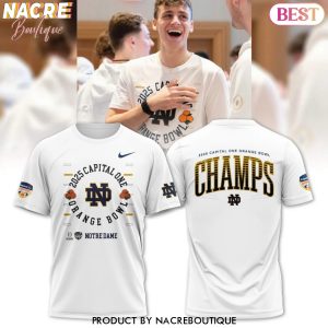 2025 Capital One Orange Bowl Champs Notre Dame Fighting Irish Football 3D T-Shirt – White