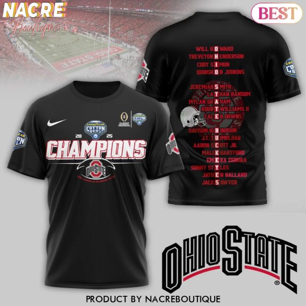 2025 Champions Ohio State Buckeyes 3D T-Shirt – Black