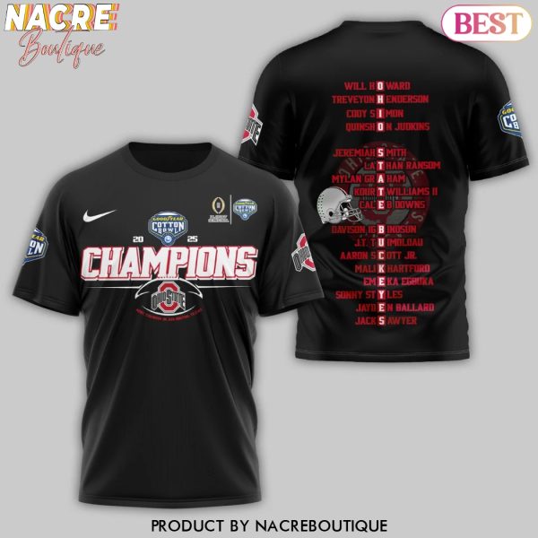 2025 Champions Ohio State Buckeyes 3D T-Shirt – Black