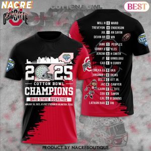 2025 Cotton Bowl Champions Ohio State Buckeyes 3D T-Shirt