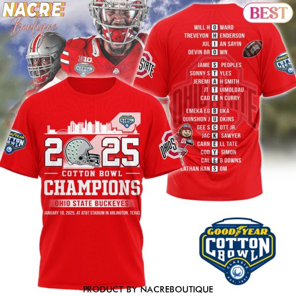 2025 Cotton Bowl Champions Ohio State Buckeyes 3D T-Shirt