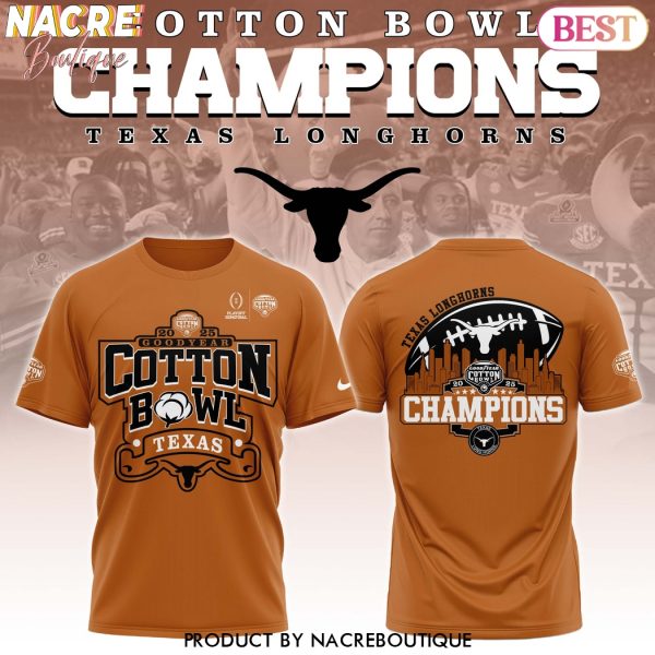 2025 Goodyear Texas Longhorns Cotton Bowl Champions 3D T-Shirt