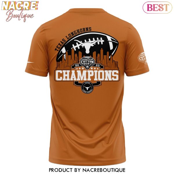 2025 Goodyear Texas Longhorns Cotton Bowl Champions 3D T-Shirt