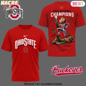 2025 National Champions Ohio State Buckeyes Red 3D T-Shirt