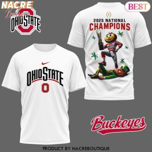 2025 National Champions Ohio State Buckeyes White 3D T-Shirt