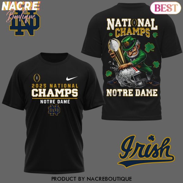 2025 National Champs Notre Dame Fighting Irish 3D T-Shirt – Black