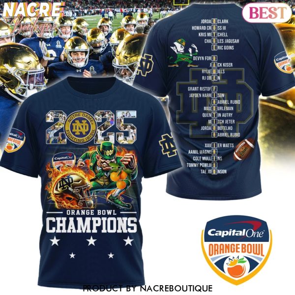 2025 Notre Dame Fighting Irish Orange Bowl Champions 3D T-Shirt