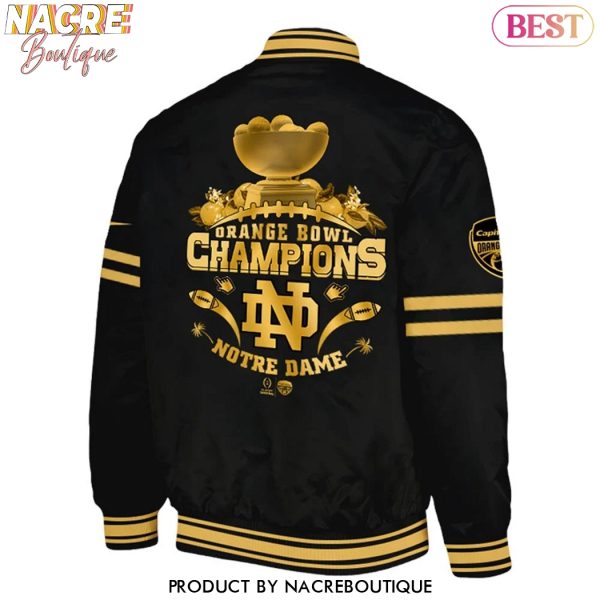 2025 Orange Bowl Champions Notre Dame Fighting Irish Football Baseball Jacket – Black