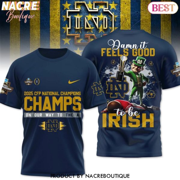 2026 CFP National Champions Champs On Our Way To The A Notre Dame Fighting Irish 3D T-Shirt – Blue