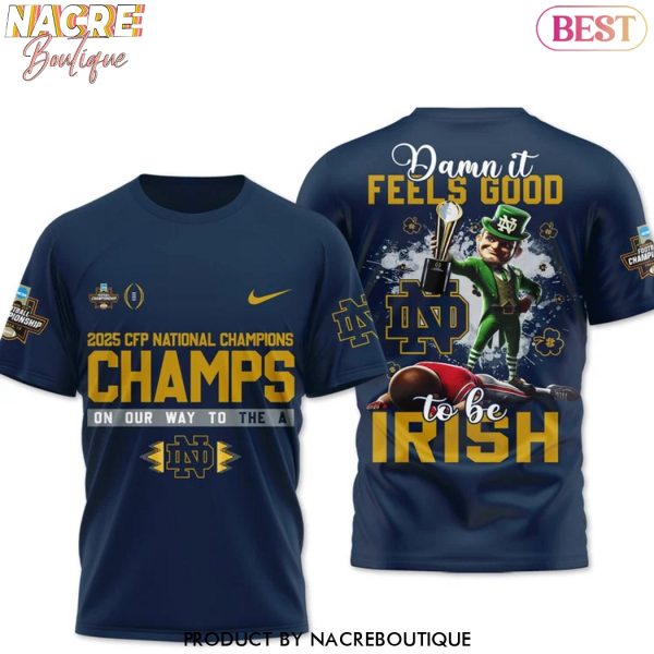 2026 CFP National Champions Champs On Our Way To The A Notre Dame Fighting Irish 3D T-Shirt – Blue