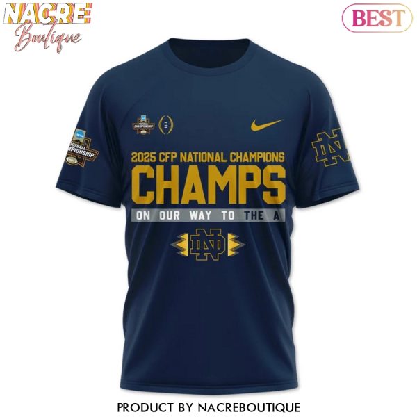 2026 CFP National Champions Champs On Our Way To The A Notre Dame Fighting Irish 3D T-Shirt – Blue