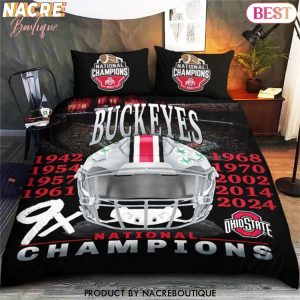 9x National Champions 2024 Ohio State Buckeyes Bedding Set