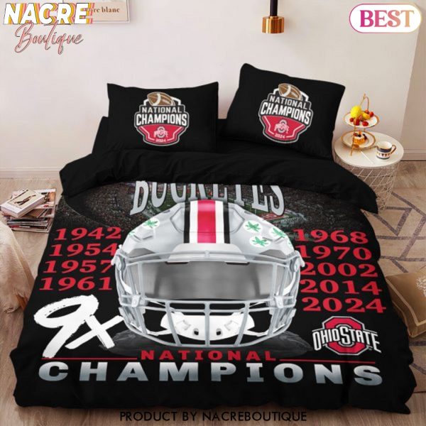 9x National Champions 2024 Ohio State Buckeyes Bedding Set