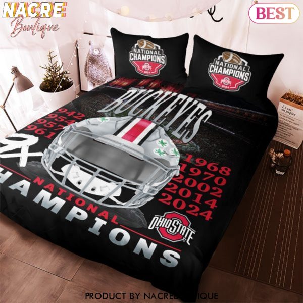 9x National Champions 2024 Ohio State Buckeyes Bedding Set