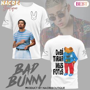 Bad Bunny Debi Tiirar Mas Fotos Signature 3D T-Shirt – White