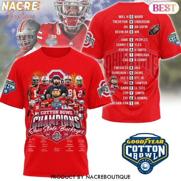 Cotton Bowl Champions Ohio State Buckeyes 2025 3D T-Shirt