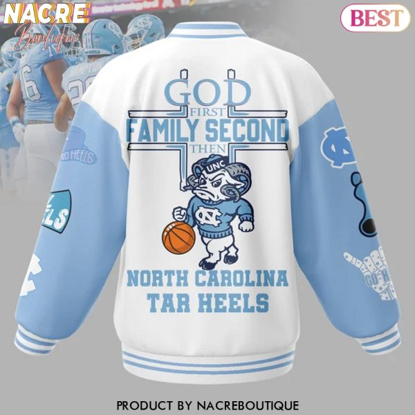 God First Family Second Then North Carolina Tar Heels Baseball Jacket