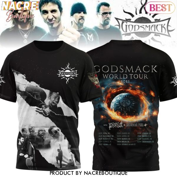 Godsmack Worl Tour 2025 With Pod & Drowning Pool 3D T-Shirt