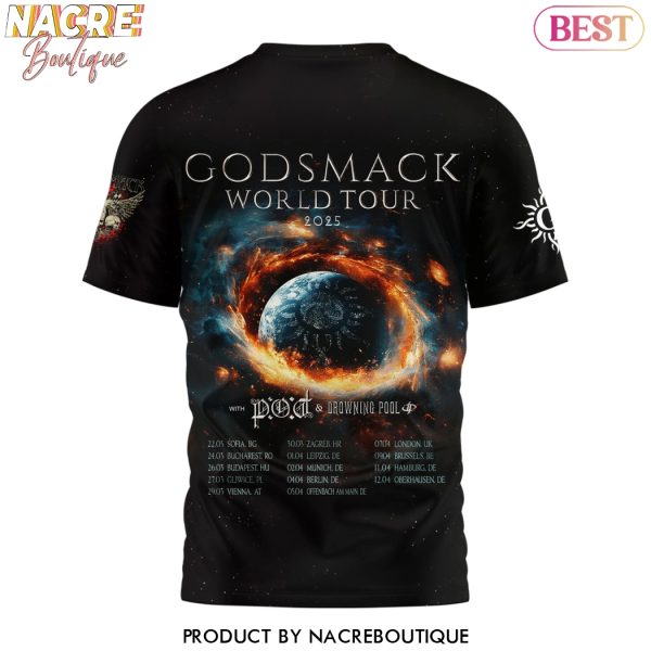 Godsmack Worl Tour 2025 With Pod & Drowning Pool 3D T-Shirt