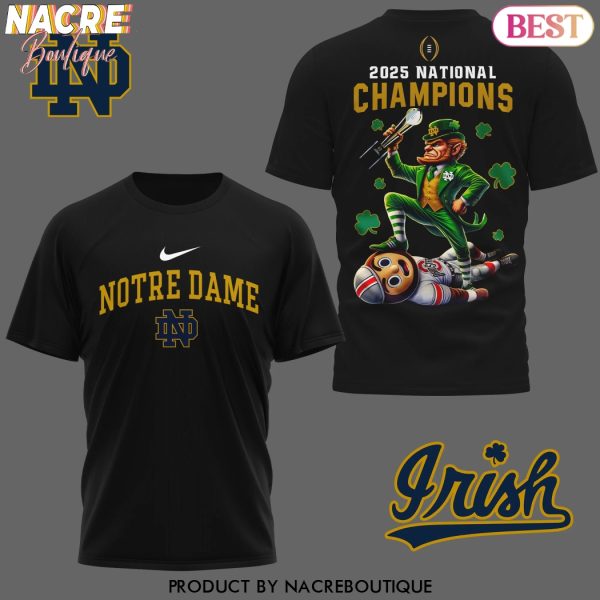 Notre Dame Fighting Irish 2025 National Champions 3D T-Shirt – Black