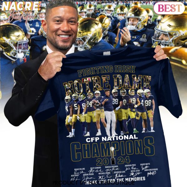 Notre Dame Fighting Irish CFP National Champions 2024 Signature Thank You For The Memories Unisex T-Shirt