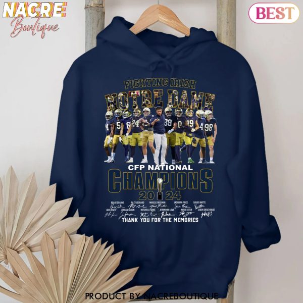 Notre Dame Fighting Irish CFP National Champions 2024 Signature Thank You For The Memories Unisex T-Shirt