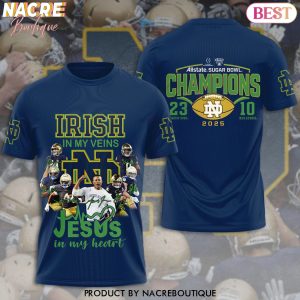 Notre Dame Fighting Irish In My Veins Jesus In My Heart 3D T-Shirt