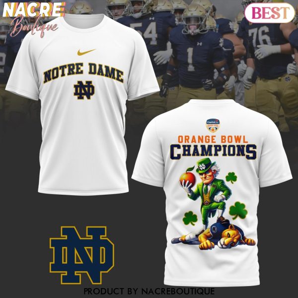 Notre Dame Fighting Irish Orange Bowl Champions White 3D T-Shirt