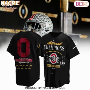 Ohio State Buckeyes 2024-25 CFP National Champion Baseball Jersey – Black