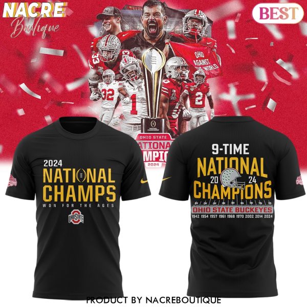 Ohio State Buckeyes 9 Time National Champions Won For The Ages 3D T-Shirt – Black