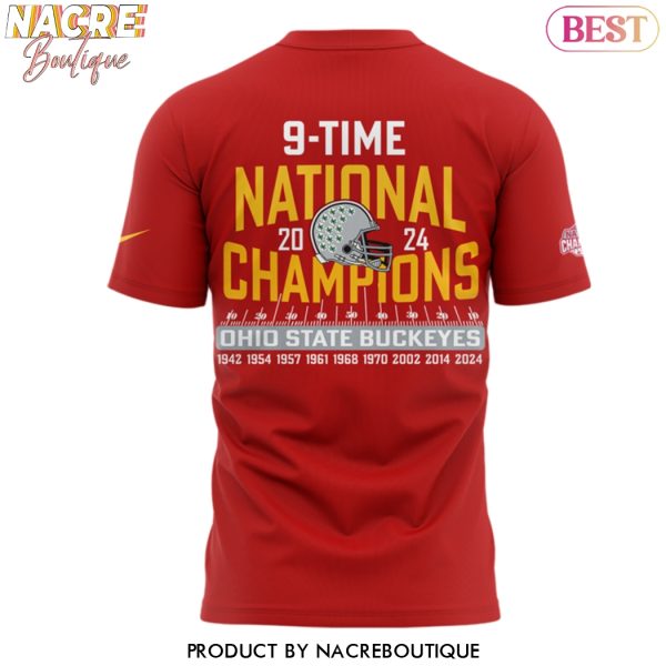 Ohio State Buckeyes 9 Time National Champions Won For The Ages 3D T-Shirt – Red