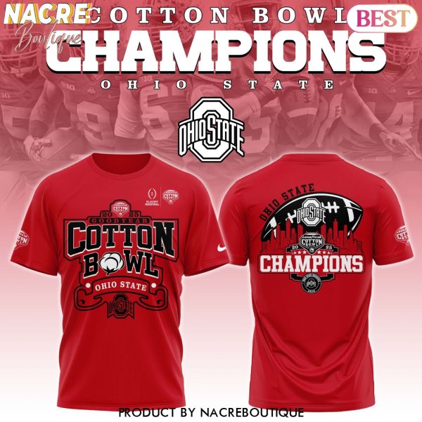 Ohio State Buckeyes Cotton Bowl Champions 2025 3D T-Shirt