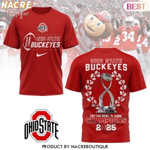 Ohio State Buckeyes Cotton Bowl Champions 3D T-Shirt – Black