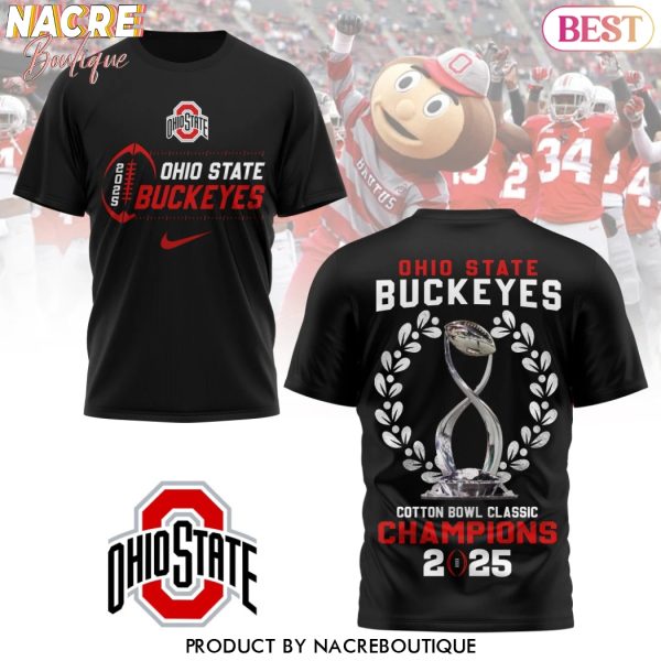 Ohio State Buckeyes Cotton Bowl Classic Champions 2025 3D T-Shirt – Black