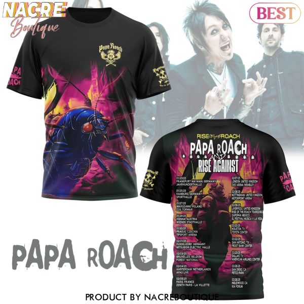 Papa Roach Rise Against Tour 2025 3D T-Shirt