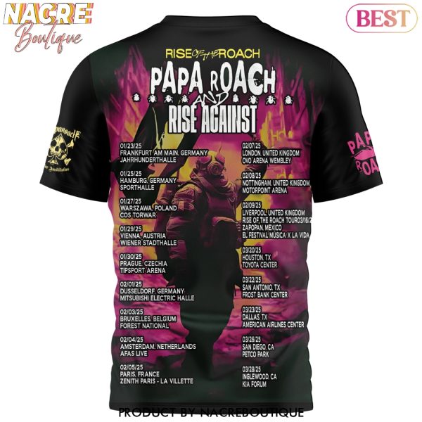 Papa Roach Rise Against Tour 2025 3D T-Shirt