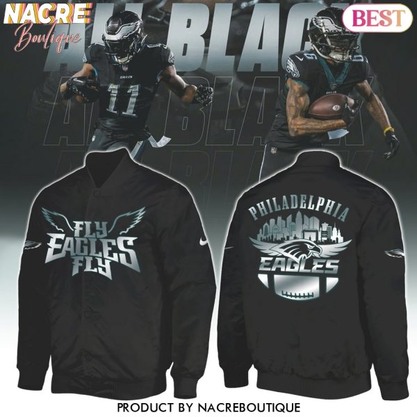 Philadelphia Eagles 2025 Black Baseball Jacket