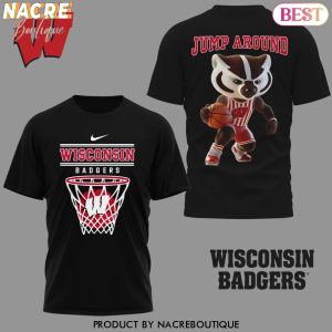 Wisconsin Badgers Basketball Jump Around 3D T-Shirt – Black