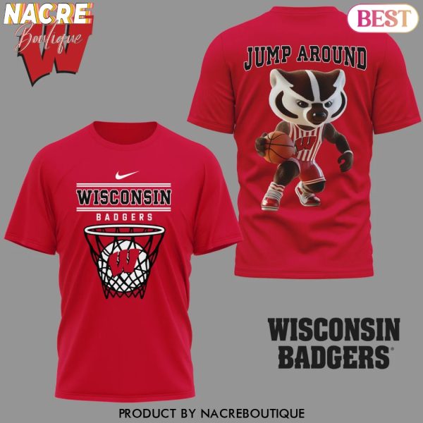 Wisconsin Badgers Basketball Jump Around 3D T-Shirt – Red