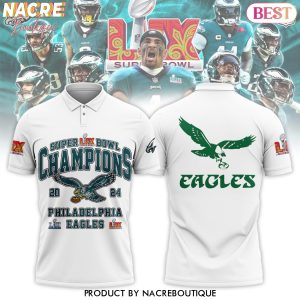 2024 Philadelphia Eagles Super Bowl LIX Champions Polo Shirt – White