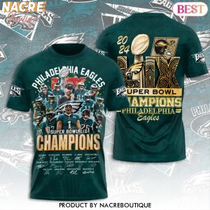 2024 Philadelphia Eagles Super Bowl LIX Champions Signature 3D T-Shirt