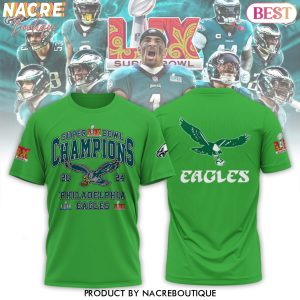 2024 Super Bowl LIX Champions Philadelphia Eagles 3D T-Shirt – Green