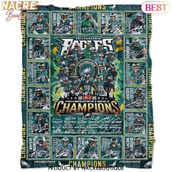 2025 LIX Super Bowl Philadelphia Eagles Champions Signature Blanket