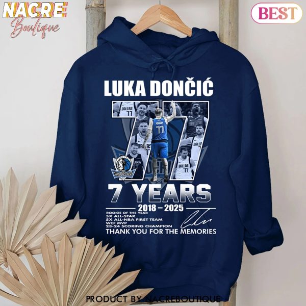 Luka Doncic Dallas Mavericks 7 Years 2018-2025 Signature Thank You For The Memories Unisex T-Shirt