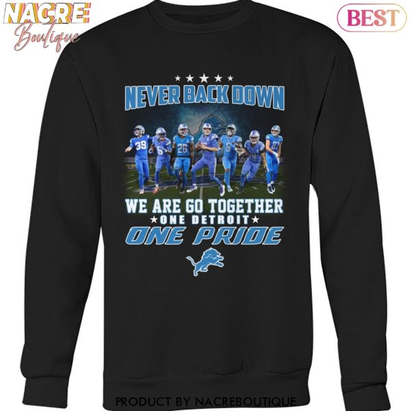 Never Back Down We Are Go Together One Detroit Lions One Pride Unisex T-Shirt