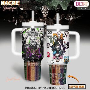 Personalized Ghost Tumbler With Handle And Straw